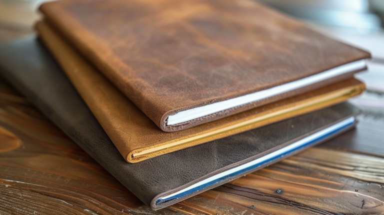 An image of leather bound notebooks that is used to point to my Amazon Notebooks page